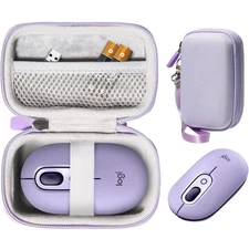 Logitech POP Mouse Cosmos Purple, CaseSack Mouse Case and Small Mouse pad Bundle