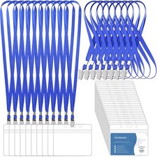 100 Pcs Lanyards for ID Badges and 100 Pcs Clear Name Tag Holders Reusable La...