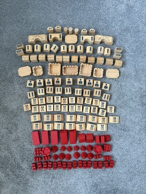 Schlob Baukasten Schloss Holz Holzbau Teile Bausteine Spielzeug Germany 146 Teile