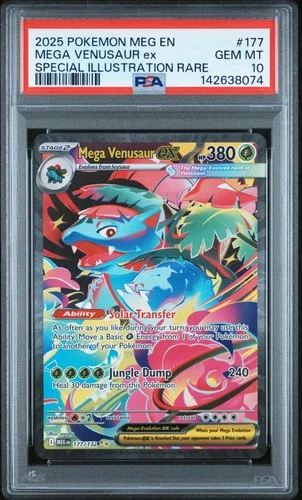 2025 POKEMON  MEGA EVOLUTION ILLUSTRATION RARE #177 MEGA VENUSAUR EX PSA 10