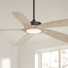 56" Casa Vieja Mach-5 Black and White Oak LED Damp Fan with Remote