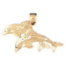 Dolphin Charm Pendant 14k Gold
