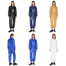 Women Coveralls Warehouse Outfit One Piece Work Jumpsuit Elastic Waist Overall