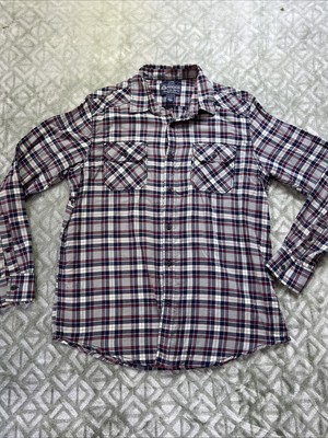 American Rag Button Up Flannel Shirt Mens Large Black Plaid Cotton Long Sleeve