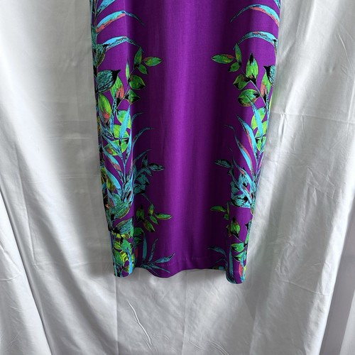 NICOLE MILLER Silky Lavender Green Tropical Print Hawaiian Size Medium - Picture 4 of 13