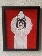 Painting Of Sad Clown Figure  Modern Art On Canvas Framed