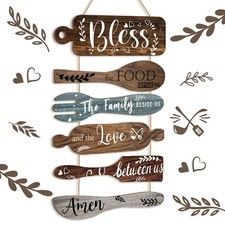 6 Pcs Bless The Food Before Us Farmhouse Kitchen Wall Decor Dining Room Colla...