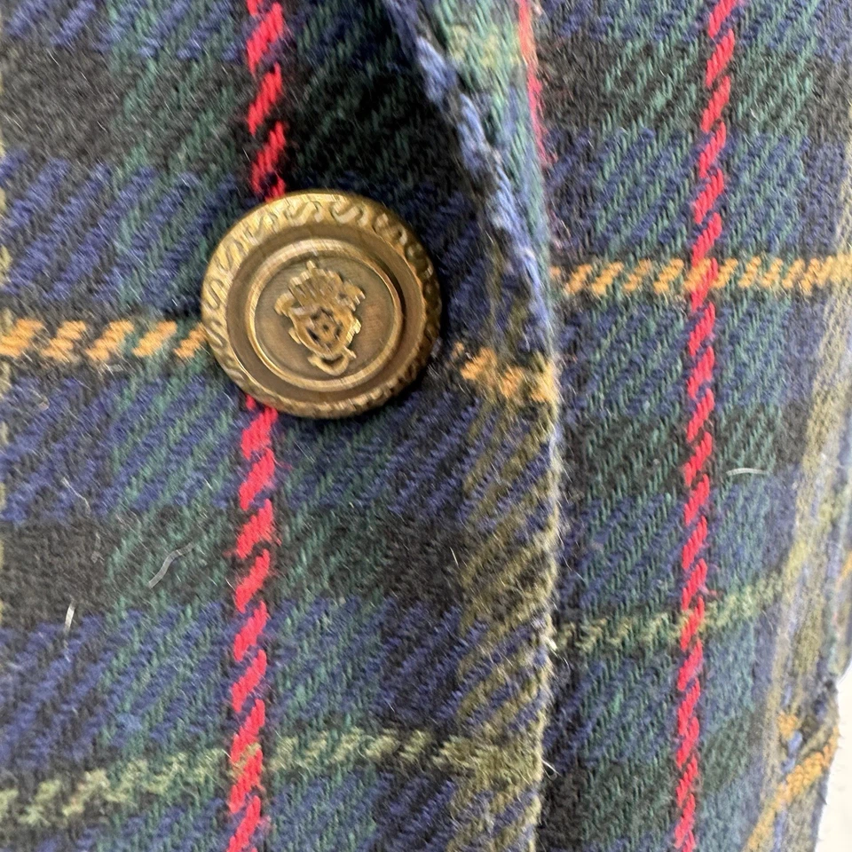 Blazer Abrigo Academia Preppy Vintage a Cuadros Vacaciones Mezcla Lana Talla 10 Foto 4 de 4