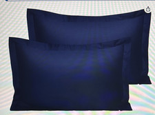 2 NTBAY Cotton Queen Pillow Shams Navy Blue NIP
