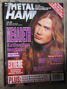 METAL HAMMER MAGAZINE JULY  1992 - GLENN DANZIG - METALLICA - B;ACK SABBATH - +