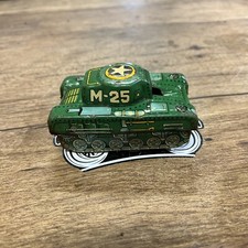 Vintage Friction Power Fire Sparkle M-25 War Tank Tin Toy Japan Restoration