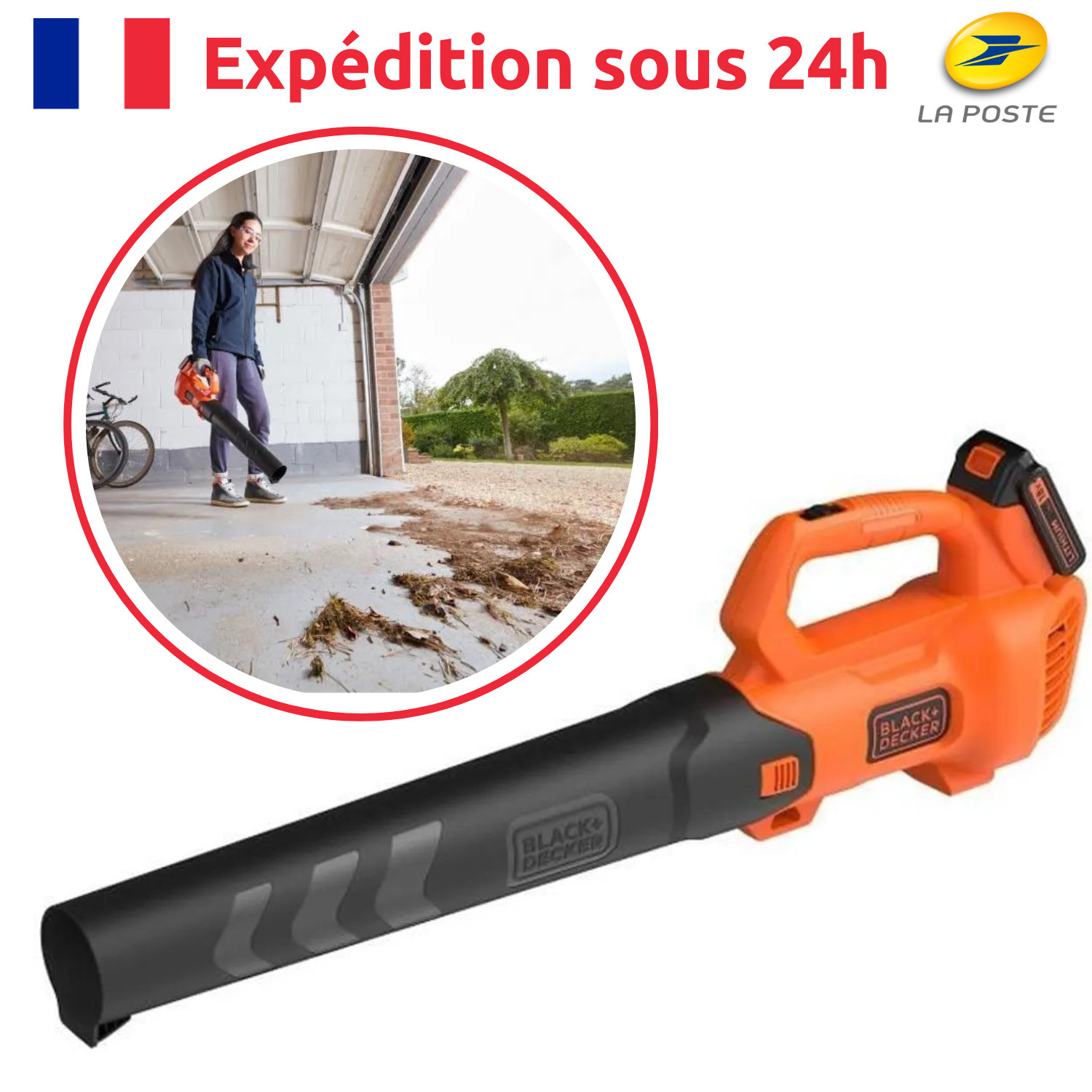Souffleur axial sans fil pour nettoyer les surfaces de la terrasse et du garage