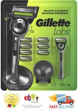 8 Gillette Labs Razor Blades Shaver Handle Stand Refills Cartridges 2D Flex Disc