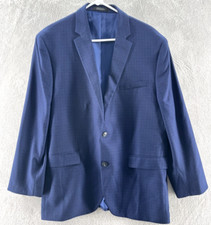 Perry Ellis Portfolio Blazer Mens Sz 44 R Blue Check Two Button Slim Fit Jacket