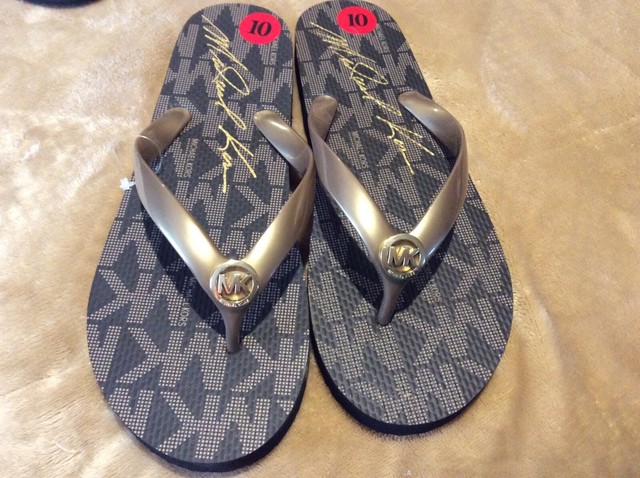 michael kors flip flops mens gold
