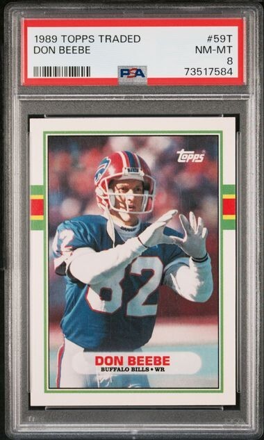 1989 Topps Traded Don Beebe Rookie Football Card #59T PSA 8 NM-MT
