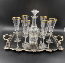 Set servizio VINO Bottiglia Decanter 6 Calice cristallo molato con vassoio