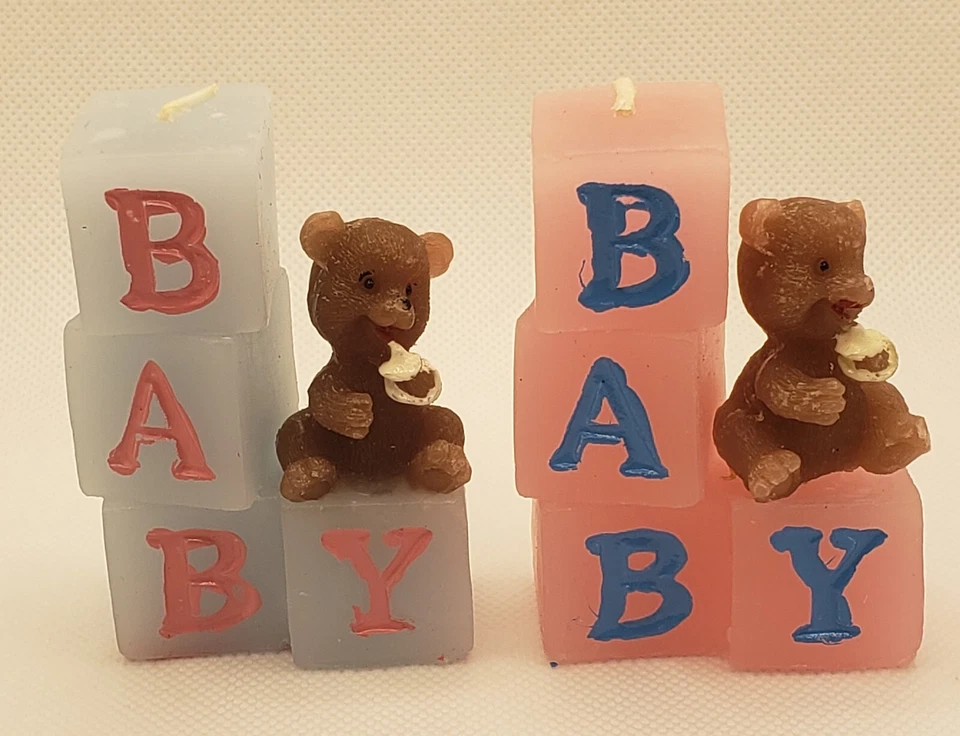 Bloques de velas para bebés deletrean bebé con oso bebé 3" X 1" Foto 4 de 4