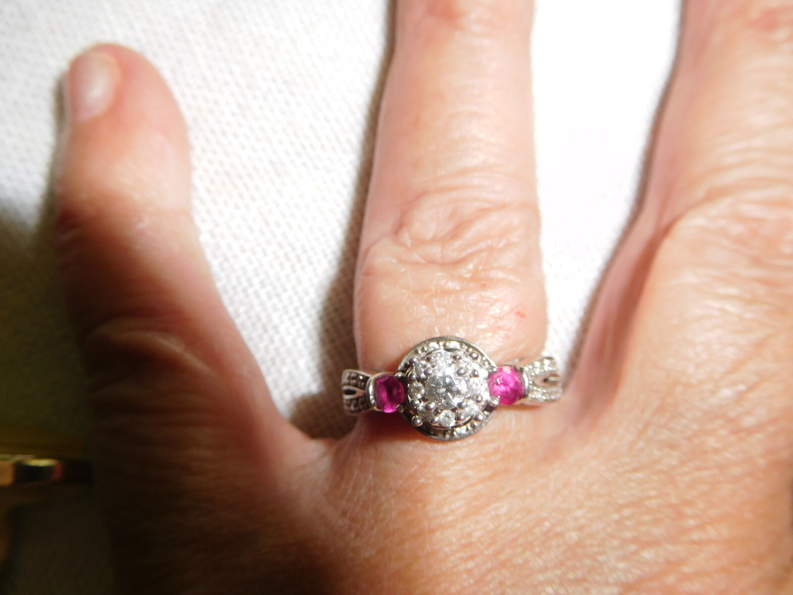 Diamond and Ruby sterling silver ring size 7 - image 5