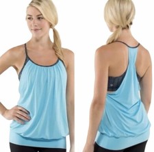 LULULEMON blue NO LIMITS RAcerbacK Bra layer Athletic Wear Womens Tank Top Shirt
