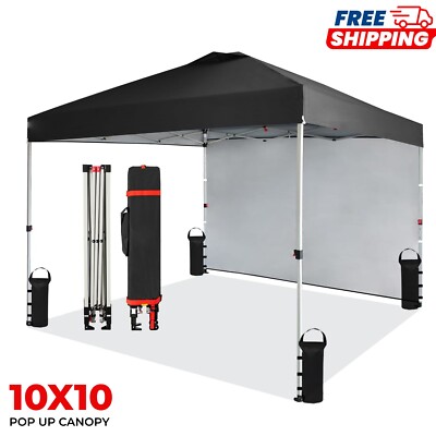 10X10 Pop Up Canopy Party Tent Instant Gazebo W/ Sidewall One Push Setup Outdoor