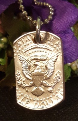 US Half Dollar coin Dog Tag 50 cent piece necklace eagle men USA