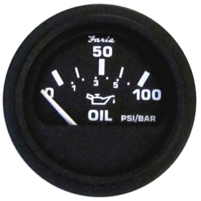 #ad Faria Euro Black 2quot; Oil Pressure Gauge 100 PSI $35.49