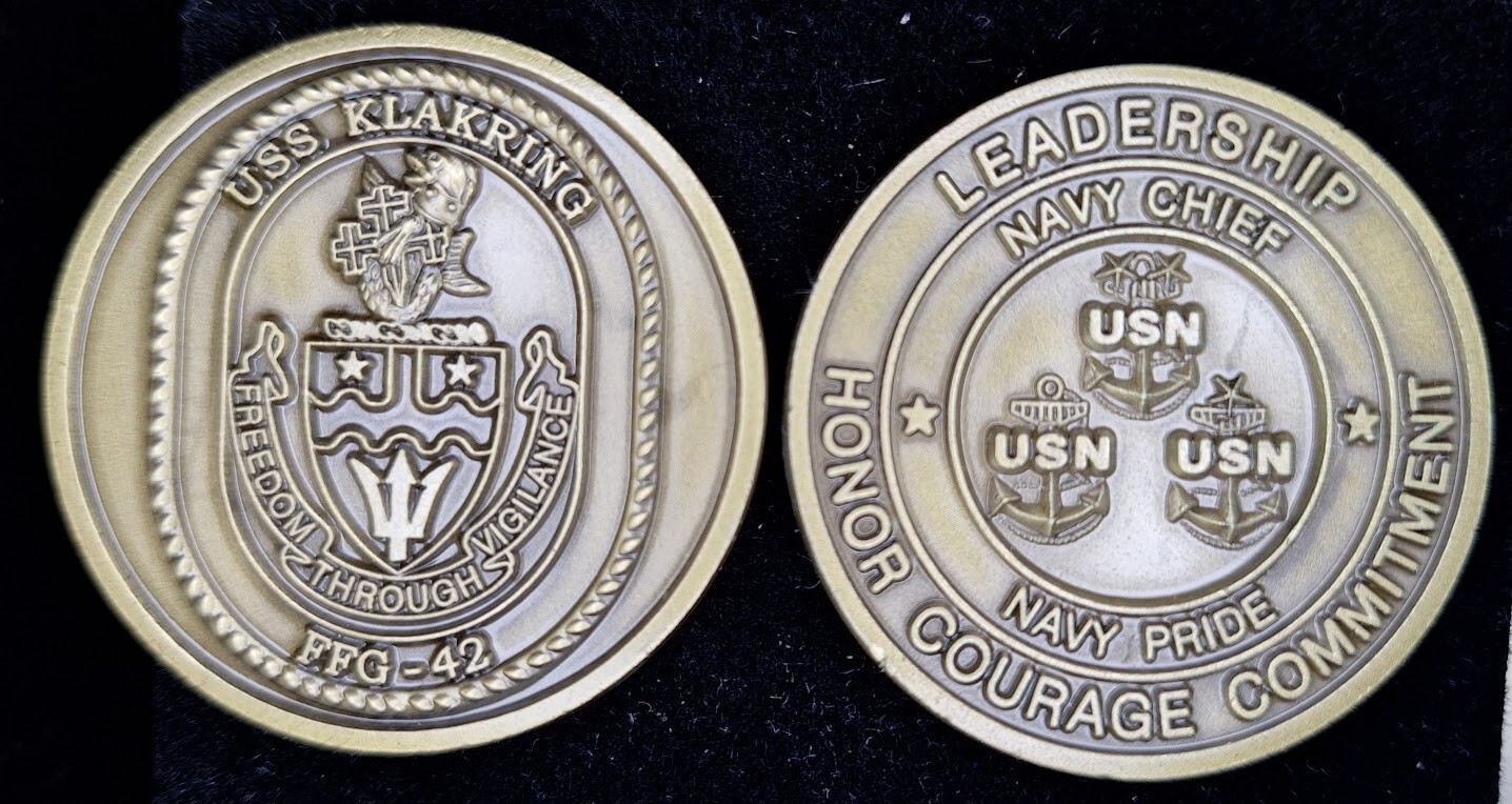 FFG-42 USS KLAKRING CHIEF - Navy Challenge Coin