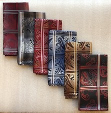 6 Pack Mens Pocket Squares 10.5  Paisley Unique Bundle Wedding Suit Crafting