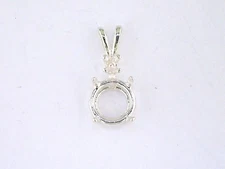 Round with Accent Pendant Setting Sterling Silver  