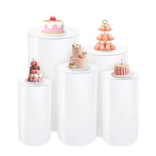 5Pcs Cylinder Stands PVC Pedestal Wedding Birthday Party Cake Table Event Decor