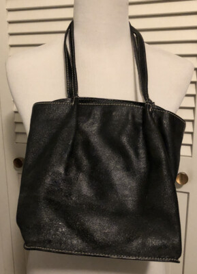 Women s Bag,  Talbots  Shiny Black Color, Material Unknown, Preowned