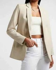 Women's Cream Blazer Lambskin Leather Handmade New Casual Formal Stylish Genuine