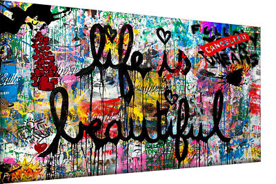 Leinwand Bilder Life is beautiful Pop Art Wandbilder -Hochwertiger Kunstdruck