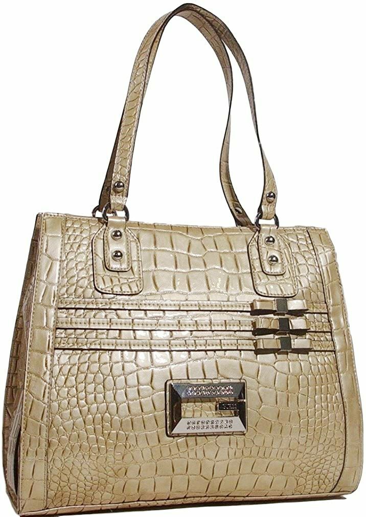 バッグ y2k guess big logo glam croc tote bag NEW (flaw) GUESS Y2K Women's Beige Croc Embossed Large Tote Bag