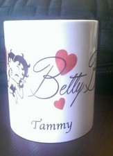 Personalised Betty Boop Birthday Christmas Gift White Mug Customised Name