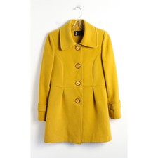 Exclusive Kaj Yellow Pea Coat Autumn Fall S Eur 40 Small Big Buttons Academia