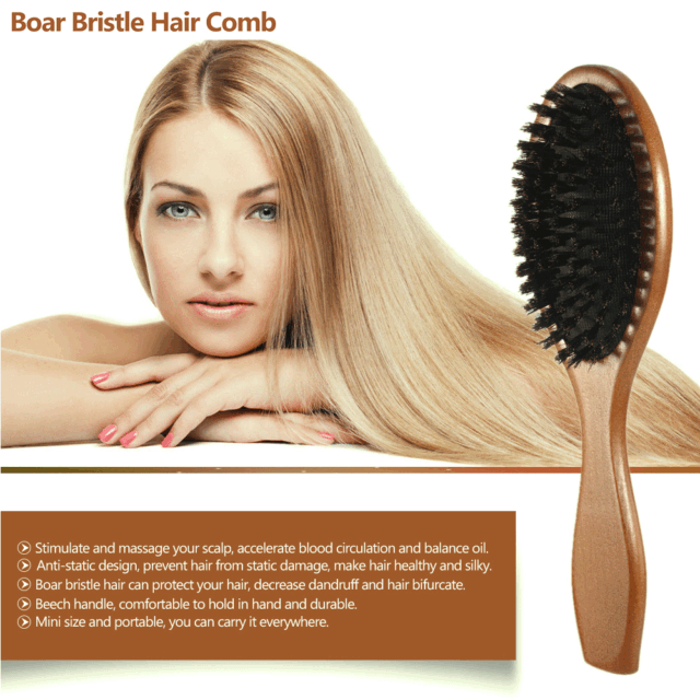Natural Boar Bristle Hair Extension Brush Comb Oval Anti-static Paddle Natural Boar Bristle Hair Extension Brush Comb Oval Anti-static Paddle