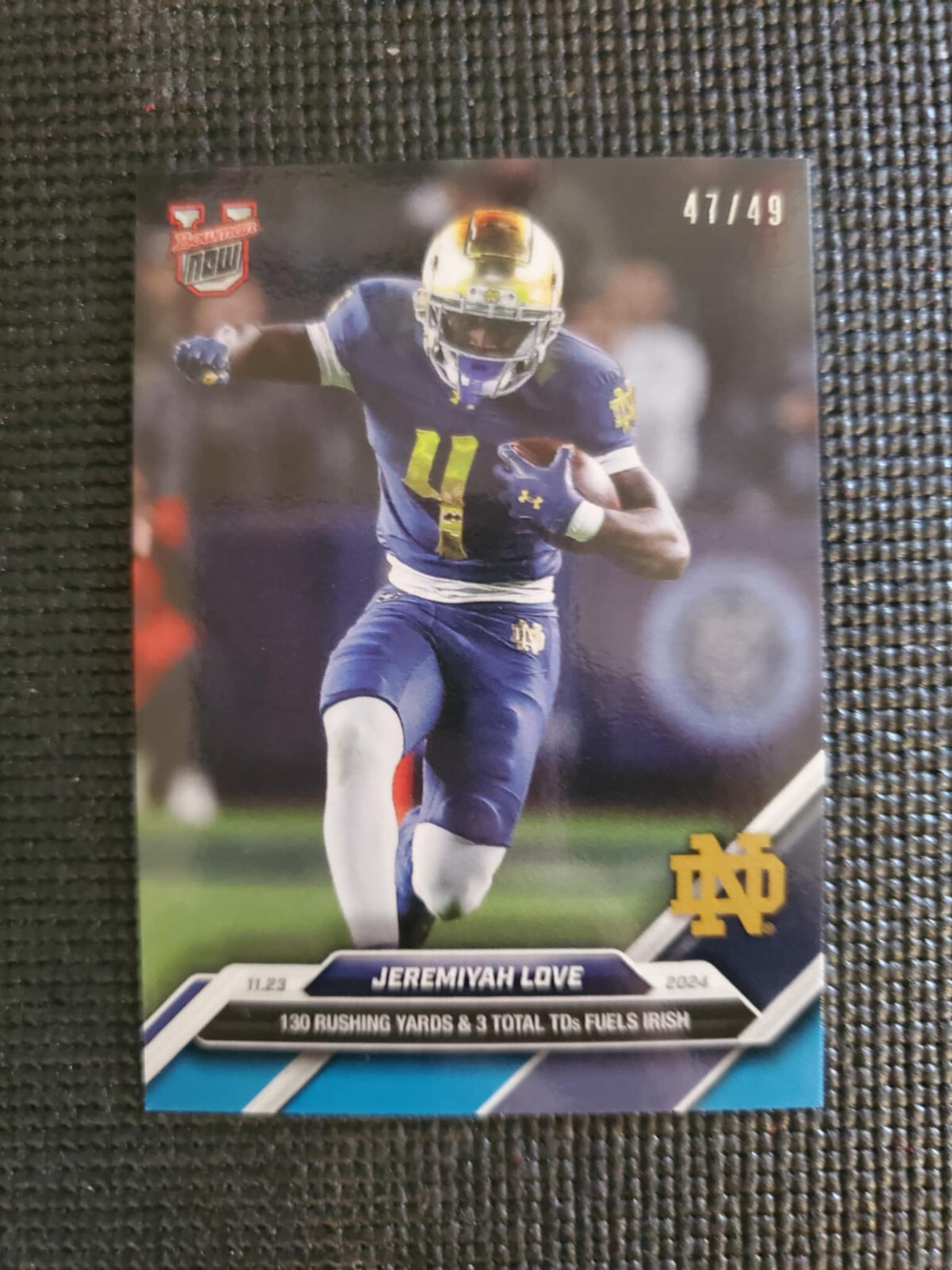 Jeremiyah Love 2024 Bowman U NOW Football Card 45 Blue Parallel 47/49