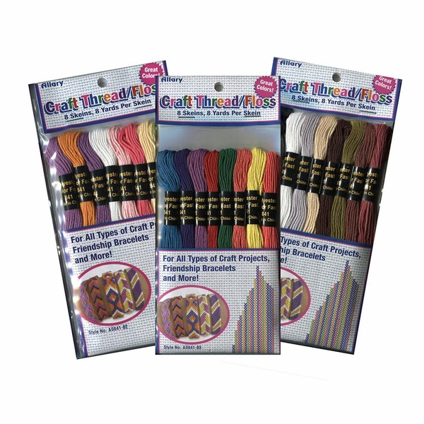 Pack Mit 3 Allary Stickereien Seide Gewinde 24 SträNge Sortiert Farben Craft NäH-image