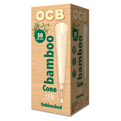 OCB Bamboo 1 1/4 Cones Unbleached Pre-Rolled Cones 84mm (50 Count Cone Tower)