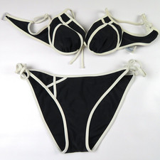 CALIFORNIA WAVES Black white swimsuit convertible top S, side-tie bottom XL
