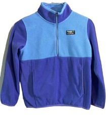 Vintage L.L. Bean Zip Up Fleece Pullover Kid Youth Medium 10-12 Blue Purple