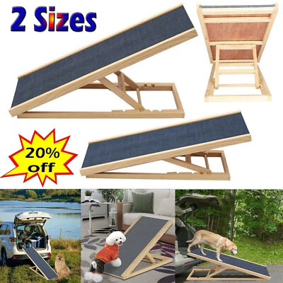 Portable en bois 1 en 2-Pet pliable Chien Chat 4 rampe marches escalier Echelle - Photo 1/4