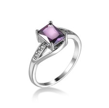 Natural Square Fire Purple Amethyst Gems Silver Rings Size 6 10 Holiday Gifts