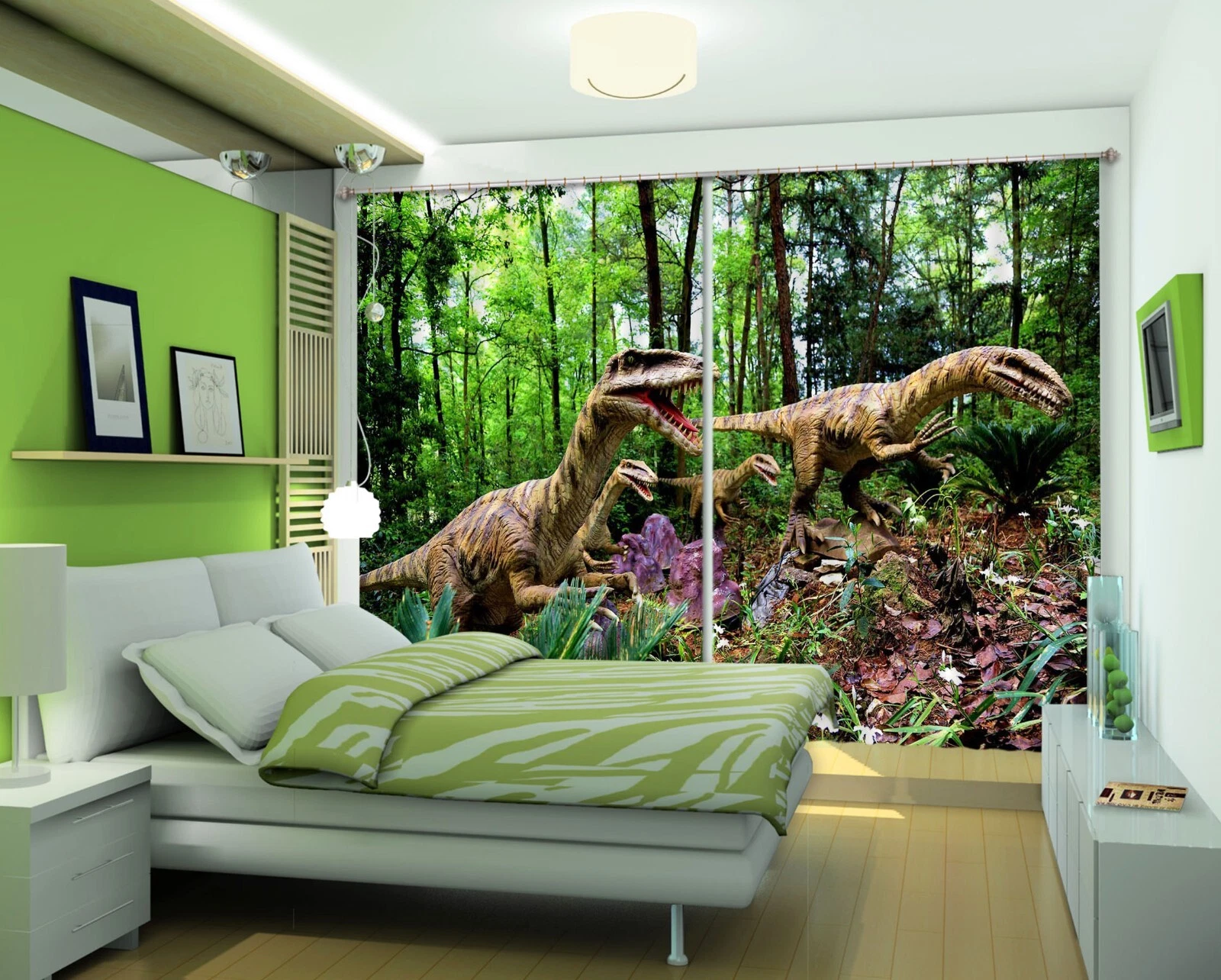 3D Forest Dinosaur ZHUB465 Photo Curtain Window Blockout Fabric Amy 2023