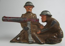 antique 1930's Manoil Barclay Lead Toy Two Men Machine Gun Gunner Crew Soldier