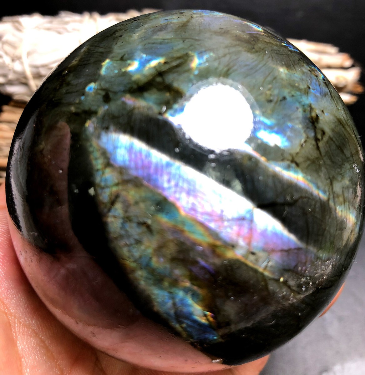 638g 75mm Purple Labradorite natural crystal SPHERE BALL polishing
