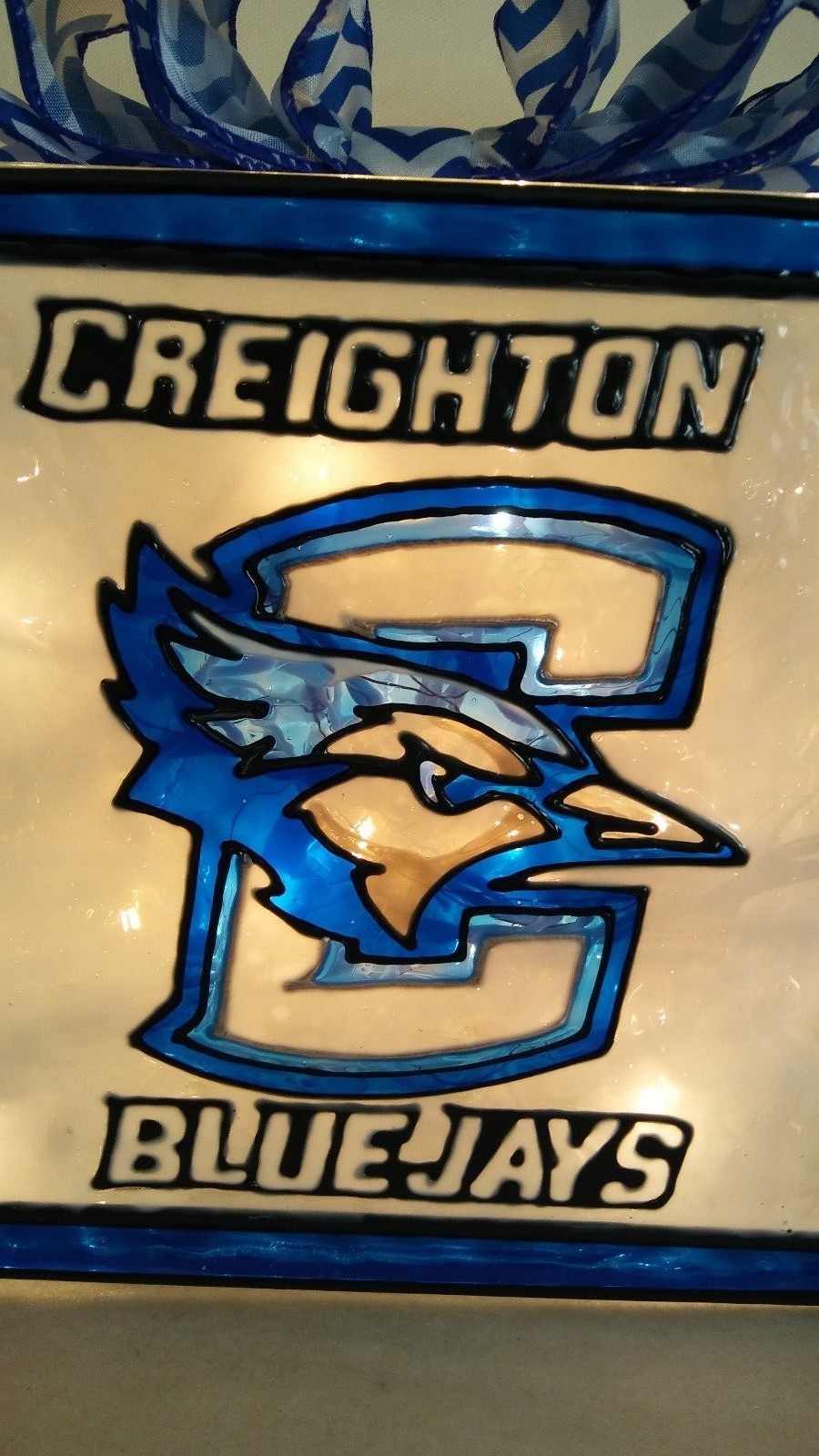 Creighton Bluejays inspired Lighted Hand Painted Glass Block eBay