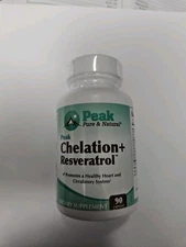 Peak Pure Natural Chelation+ Resveratrol Supplement 90 Count, 2 Bottles